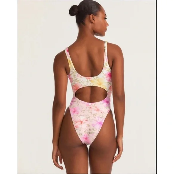 Love Shack Fancy X Hurley Hibiscus Cheeky One Piece Swim Suit Floral Cut… - Picture 6 of 17